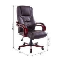 HOMCOM PU / Wood High-Back Executive Swivel  Computer Office Chair, Brown (m-3)