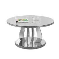 Monarch 36" Contemporary Geometric Inspired Round Mirrored Accent Coffee Table(m-1)