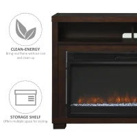 HOMCOM 43.75" W x 31.5" H Electric Fireplace Mantel TV Stand, Media Console Center Cabinet with Two Shelves and Remote Control, Brown(m-7)