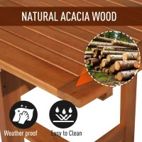 Outsunny Poplar Wood Slat Rectangular Extendable Outdoor Dining Table(m-8)