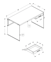 Monarch 48" Contemporary Glass Legged Writing Computer Desk with Drawer - Dark Taupe(m-4)