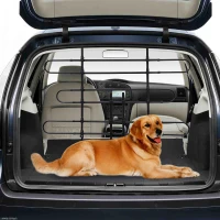 PawHut Expandable Metal Dog Partition Pet Car Barrier, Black, 33.5-inch - 59-inch Wide, 33.5-inch- 50.4-inchHigh(m-1)