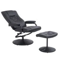HomCom Ergonomic Faux Leather Lounge Armchair Recliner And Ottoman Set - Black(m-10)