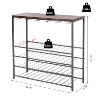 HOMCOM Industrial 40 Bottles Wine Rack w/ Stemware Storage Wood Free-standing Displayer(m-3)