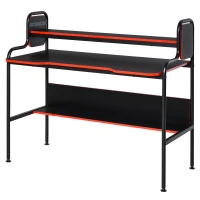 HOMCOM Gaming Writing Desk Computer Table with Raised Monitor Stand Home Office(m-2)