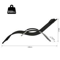 Outsunny Aluminum Mesh Fabric Outdoor Curved Chaise Sun Lounge Chair - Black(m-7)