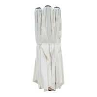 Outsunny 15ft Outdoor Twin Patio Umbrella Garden Double-Sided Market Parasol Sun Shelter with Crank Beige(m-4)