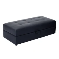 HomCom Button Tufted Sofa Bed Set Sectional Daybed Storage Box Design (Black)(m-6)