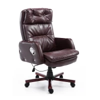 HOMCOM Faux Leather Reclining Office Chair Seat with Adjustable Backrest (Brown)(m-1)