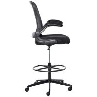 Vinsetto Tall Drafting Desk Chair Computer Desk Home Office Mesh Standing Chair with Mid Back, Foot Ring, Flip-up Arm, 360° Swivel Wheels, Black(m-14)