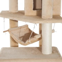 Pawhut 65.2 Inch Cat Tree Scratching Post Pet Furniture with Condo, Hammock, Toy - Beige(m-14)