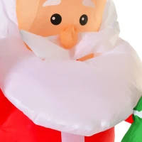 HOMCOM 6ft Christmas Inflatable Animated Moving Santa Claus Riding A Polar Bear with Toy Bag, Outdoor Blow-Up Yard Decoration with LED Lights Display(m-11)
