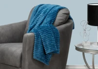 Monarch 60" x 50" Ultra Soft Ribbed Style Throw Blanket - Blue(m-2)