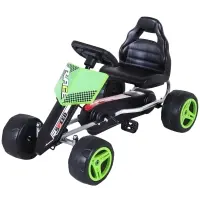 Aosom Kids Go Kart, 4 Wheeled Ride On Pedal Car, Racer for 3 years, for Boys and Girls, Outdoor - Green(m-1)