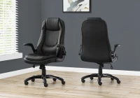 Monarch Gaming-Style High-Back Office Chair with Fixed Arm Rests and Extra Padding - Black Leather-Look(m-2)