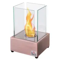 HOMCOM Ethanol Fireplace, 7.75" Tabletop 0.10 Gal Stainless Steel 160 Sq. Ft., Burns up to 2 Hours, Bronze(m-1)