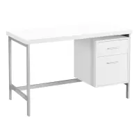 Monarch 48" Contemporary Simple Compact Office Computer Desk with Drawers - White / Silver Metal(m-1)