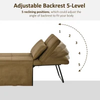 HOMCOM 4-in-1 Multi Function Folding Single Sofa Bed with Retractable Footrest, Convertible Sleeper with Adjustable Backrest For Living Room and Small Spaces, Brown(m-4)