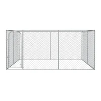 PawHut Dog Kennel Outdoor Galvanized Chain Link Fence Heavy Duty Pet Run House Chicken Coop with Secure Lock Mesh Sidewalls for Backyard Garden Silver, 13' L x 13' W x 5.9' H(m-6)