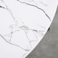 HOMCOM 27.5" Round Dining Table with Metal Pedestal Base for Living Room, Natural Wood/Black(m-8)