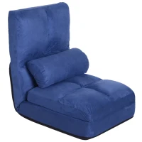 HOMCOM 5-Position Floor Lazy Sofa Chair Adjustable Folding Couch Video Gaming Bed Blue(m-2)