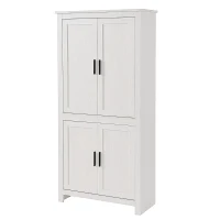 HOMCOM 64" 4-Door Modern Kitchen Pantry Cabinet with 3 Adjustable Shelves White(m-12)