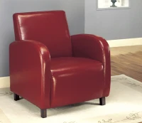 Monarch Upholstered Square Seat High Back Leather-Look Accent Arm Chair - Burgundy(m-2)