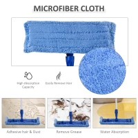 HOMCOM Cleaning Tool Set with Microfiber Mop Pads, Bucket, Squeegee, Scrubber, Scrapers, Spray Bottle for Floor, Glass Door, Window, Car Windshield, Multi-Color(m-7)