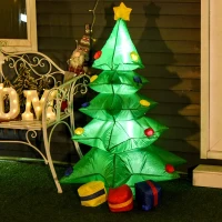 HOMCOM 4ft Christmas Inflatable Christmas Tree with Presents, Outdoor Blow-Up Yard Decoration with LED Lights Display(m-2)