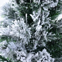 HOMCOM 5ft Xmas Tree Pre-Lit LED Optic Fiber with Top Star Christmas Tree Fireproof Snowy Artificial Tree w/ Stand Green/White(m-8)