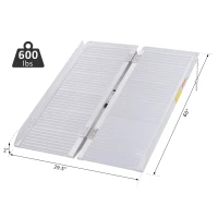 HOMCOM 5' Foldable Handicap Ramp for Home, Steps, Doorways, Aluminum Portable Wheelchair Ramp, Textured Threshold Ramp, Silver(m-3)