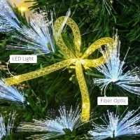 HOMCOM 6FT Prelit Artificial Christmas Tree Fiber Optic LED Light Holiday Home Xmas Decoration with Foldable Feet, Green(m-7)