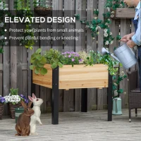 Outsunny Raised Garden Bed, Elevated Planter Box, 32"x32"x29" with Legs, Metal Frame, Wooden Planter Pot for Backyard, Patio to Grow Vegetables, Herbs, and Flowers, Natural(m-7)