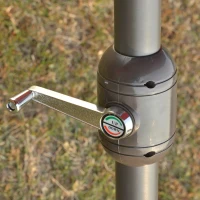 Outsunny Patio Umbrella 15' Steel Rectangular Outdoor Double Sided Market with base, UV Sun Protection & Easy Crank for Deck Pool Patio, Wine Red(m-14)