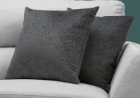 Monarch 18" x 18" Floral Velvet Decorative Throw Pillow (Set of 2) - Dark Grey(m-2)