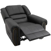 HOMCOM Recliner Chair Added Footrest Cushion Padded Seat Modern Nail Sofa PU Leather for Living Room Club Home Theater Seating, Black(m-12)