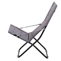 Outsunny Beach Chair Portable Ergonomic w/ Armrest Grey(m-6)