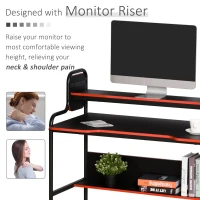 HOMCOM Gaming Writing Desk Computer Table with Raised Monitor Stand Home Office(m-4)
