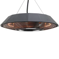 Open Box Outsunny 1500 Watt Energy Efficient Indoor Outdoor Ceiling Mounted Electric Patio Heater with Remote - Black(m-11)