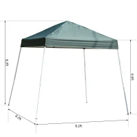 Outsunny 8.2x8.2ft Easy Pop Up Canopy Party Tent Outdoor Shelter w/Slant Leg Green(m-3)