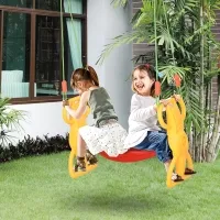 Qaba Kids Swing Set 2 Seat Glider with Plastic Hanging for 3+ Years Old Boys and Girls Outdoor Indoor(m-1)