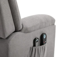 HOMCOM Electric Power Lift Recliner Massage Sofa Linen Surface w/ 8 Vibration Points 2 Remote, Living Room Office Furniture - Grey(m-19)