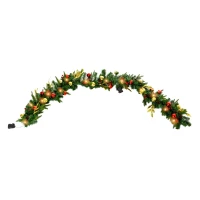 HOMCOM 9FT Pre-Lit Christmas Garland Decoration Artificial Greenery w/ Pine Cone  Ball(m-8)