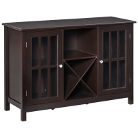 HOMCOM Sideboard, Glass Door Serving Buffet Cabinet, Liquor Cabinet with Adjustable Shelves, 12 Bottle Wine Rack for Living Room, Kitchen, Espresso