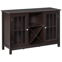 HOMCOM Sideboard, Glass Door Serving Buffet Cabinet, Liquor Cabinet with Adjustable Shelves, 12 Bottle Wine Rack for Living Room, Kitchen, Espresso(m-1)