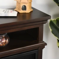 HOMCOM Electric Fireplace with Shelf, Storage Rack, Side Console Table, LED Log Flame, Auto Cut-Off, Remote Control, Dark Coffee(m-12)