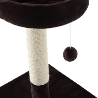 PawHut 28” Cat Padded Bed Scratching Post Kitten Play Tower, Brown and white(m-8)