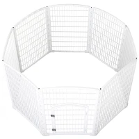 PawHut 8 Panel Dog Playpen Octagon Plastic Pet Crate Kennel Small Animals Portable Indoor White(m-7)
