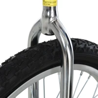 Soozier Professional Unicycle 20" Chrome Plated Pneumatic Wheel Uni-Cycle with Adjustable Height Free Stand  Cycling Black(m-10)