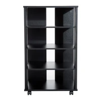 Open Box HomCom 33” Wooden Rolling 5 Shelf Media Center Display Storage Cart - Black(m-2)